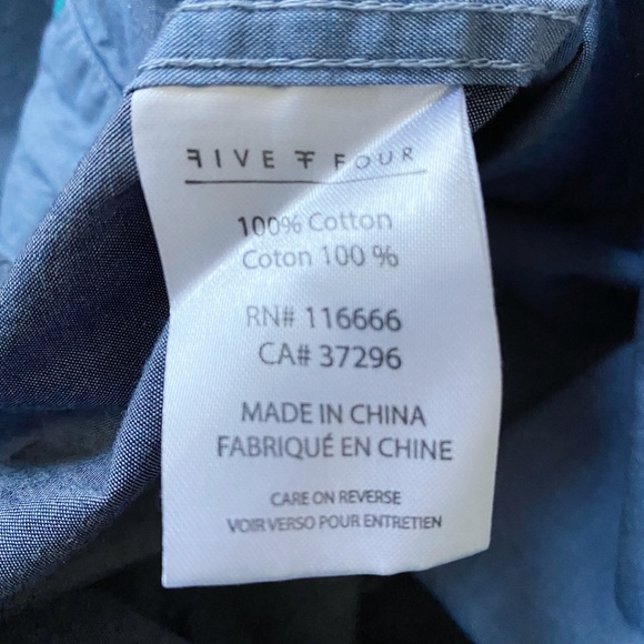 Five Four Short Sleeve Chambray Colour-Block Button-Down Shirt - Picture 7 of 8